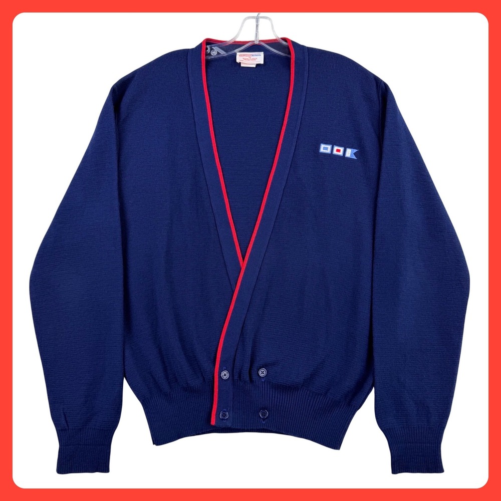 Vintage Southwest Airlines Cardigan Sweater Men Medium Blue Acrylic Uniform 90s